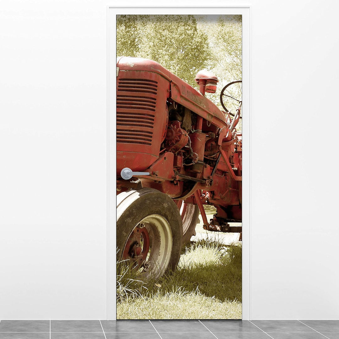 wandmotiv24 Türtapete Alter Traktor 80 x 200cm (B x H) - Dekorfolie selbstklebend Sticker für Türen,
