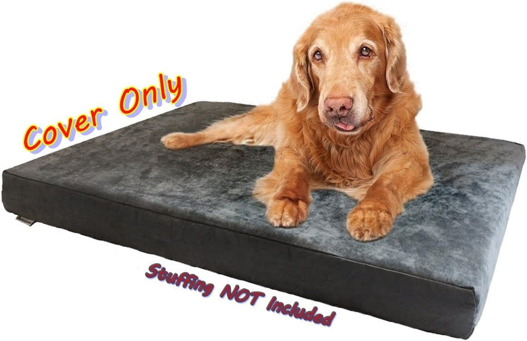 Dogbed4less 94 x 68 x 10 cm, Grösse M: Wildlederstoff, externer Ersatzbezug in Grauer Farbe mit Reis