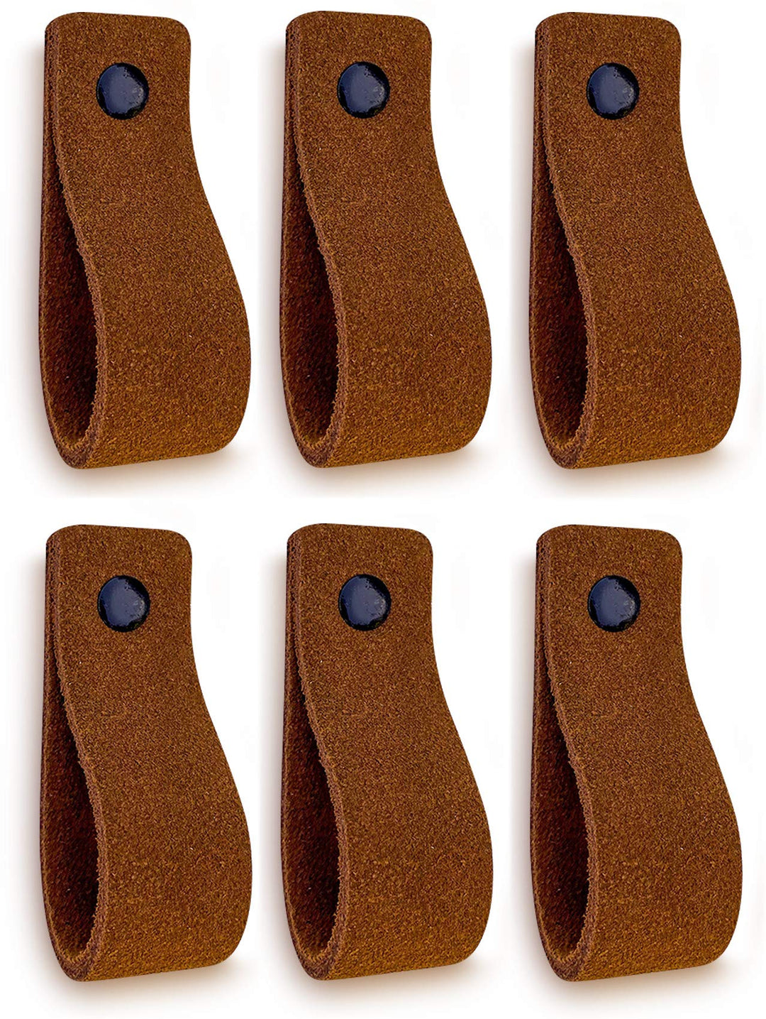 Brute Strength - Ledergriffe für Möbel - Wildleder - Cognac - 6 Stück - 16,5 x 2,5 cm - Schrankgriff