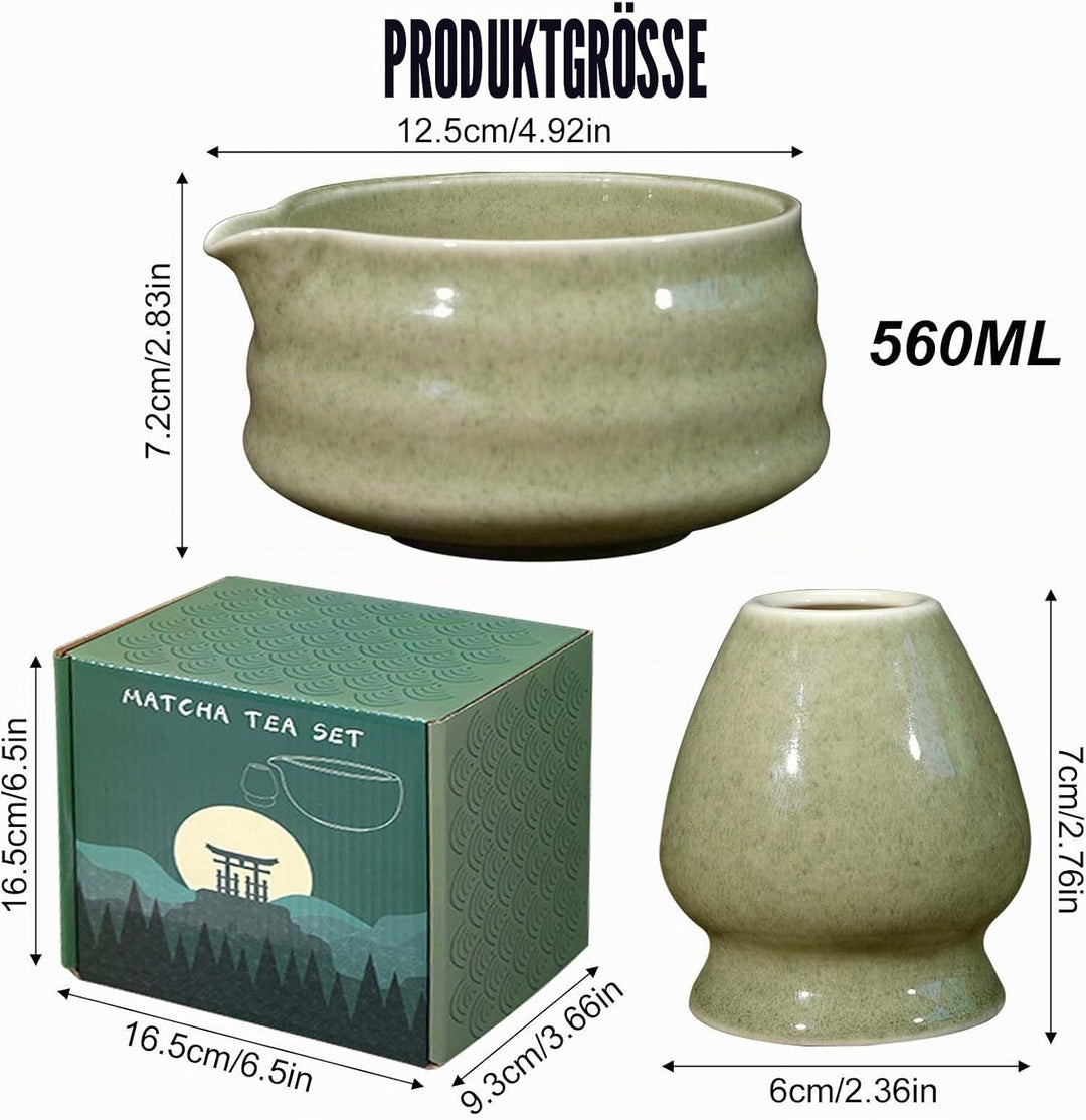 Japanische Matcha-Schale mit Ausgiesser, Chawan Matcha-Teeschale mit Schneebesenablage, Traditionell