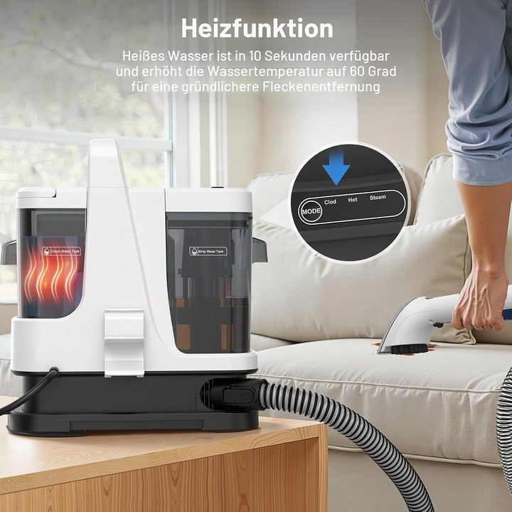 Lubluelu 4 Modes Carpet Cleaner Machine with Inhalation mode&amp;Steam&amp;Hot&amp;Cold Water System 22Kpa Power