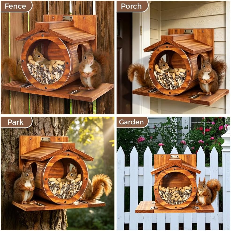 Eichhörnchen Futterhaus,33X17X24 cm Aufhängen Eichhörnchen Haus,Eichhörnchen Futterstationaus Holz m