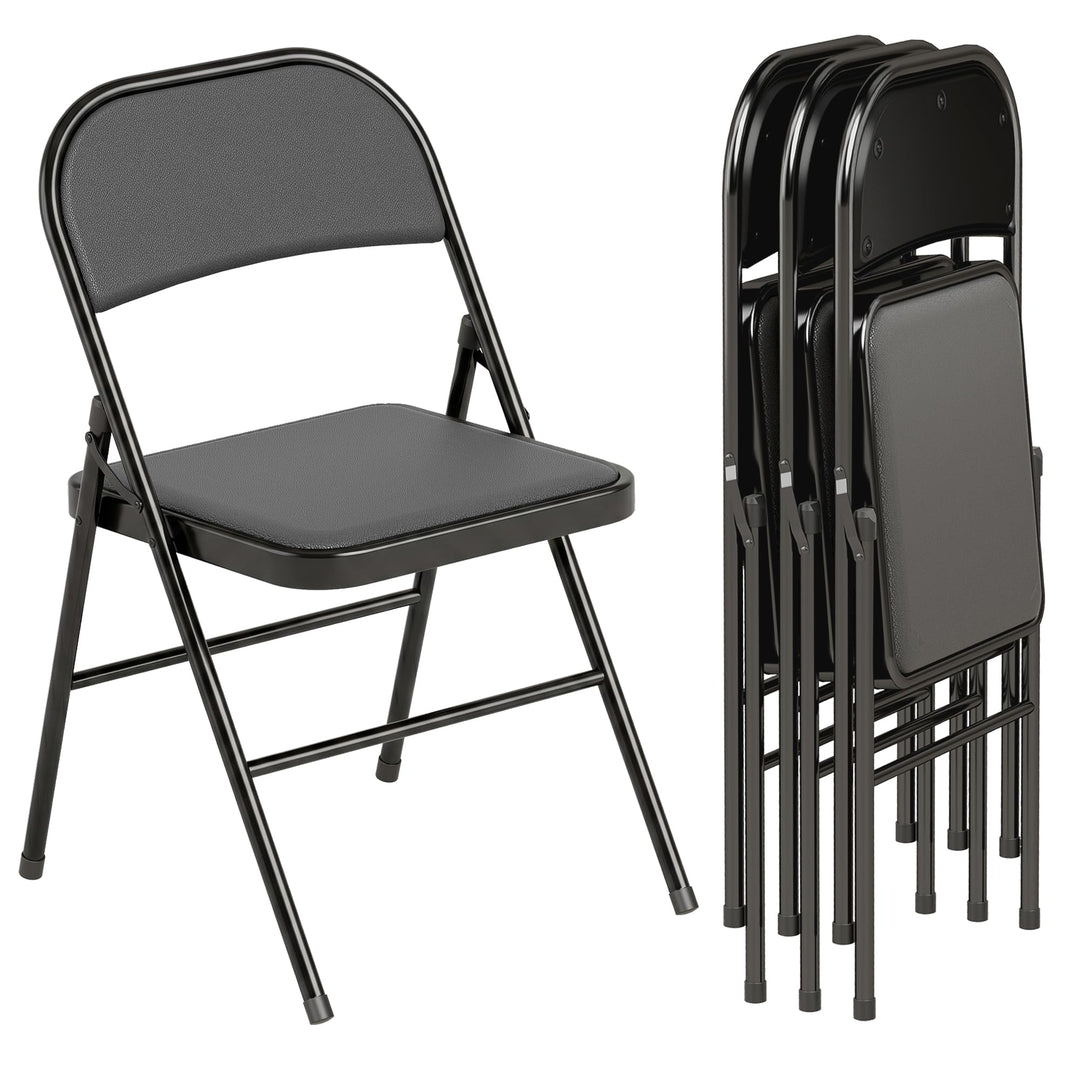 HOMCOM 4er Set Klappstuhl Campingstuhl mit Gepolsteter Rückenlehne, Klappbar Bürostuhl mit Stahlrahm