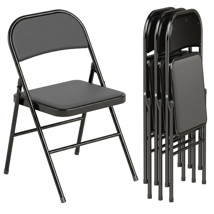 HOMCOM 4er Set Klappstuhl Campingstuhl mit Gepolsteter Rückenlehne, Klappbar Bürostuhl mit Stahlrahm