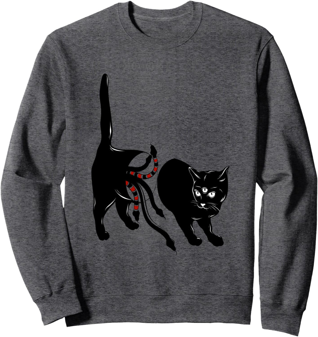 kawaii schwarze katze drei augen und schlangen weiche Sweatshirt