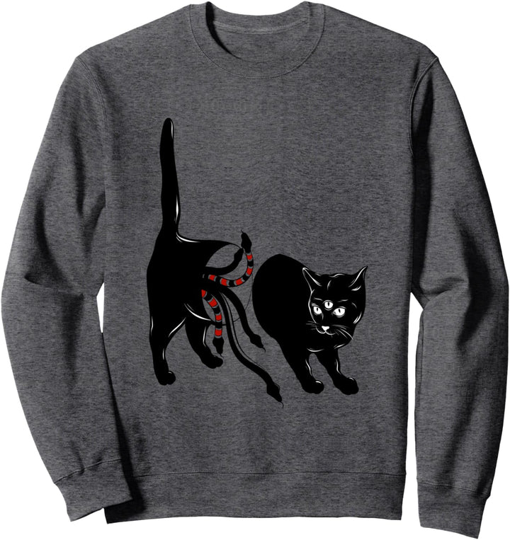 kawaii schwarze katze drei augen und schlangen weiche Sweatshirt