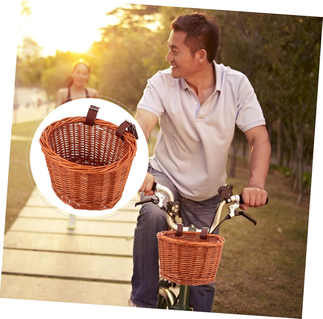 Rattan-fahrradkorb Vorderradgepäckträger Abnehmbar Zur Aufbewahrung