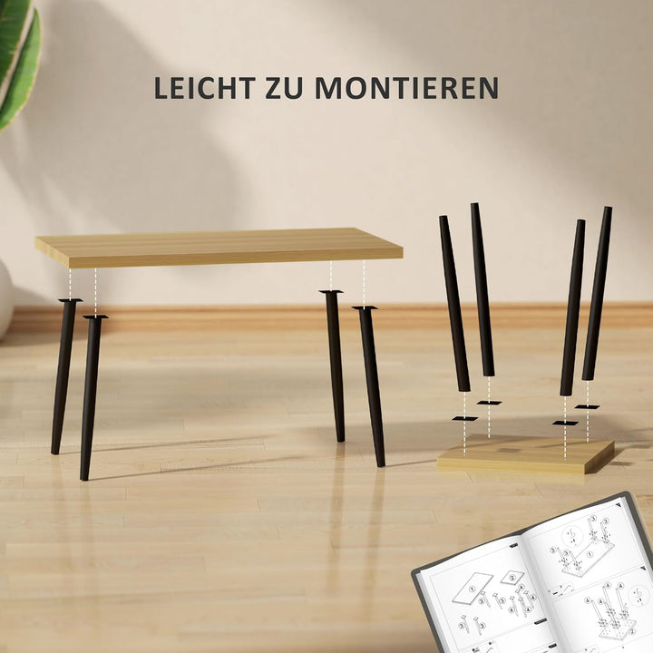 HOMCOM Couchtisch 2er Set Beistelltisch mit Stahlrahmen, Wohnzimmertisch Kaffeetisch für Wohnzimmer