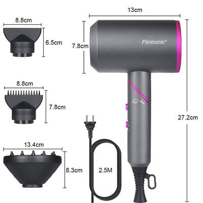 Flintronic Haartrockner, Klappbar Faltbarer Professional Ionen Haartrockner,2000W 4 in 1 Föhn,3 Gesc