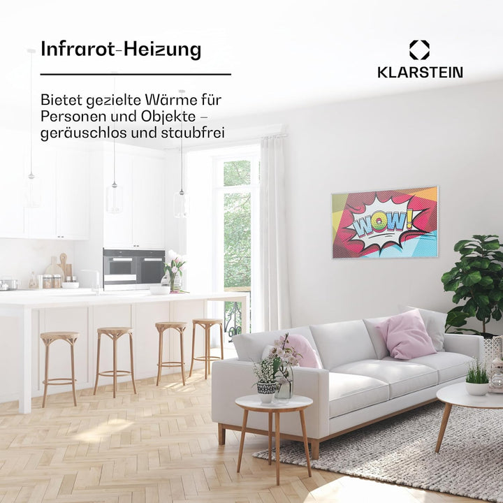 Klarstein Infrarotheizung mit Thermostat, 600W Elektroheizung, Bild-Infrarotheizung zur Wandmontage,