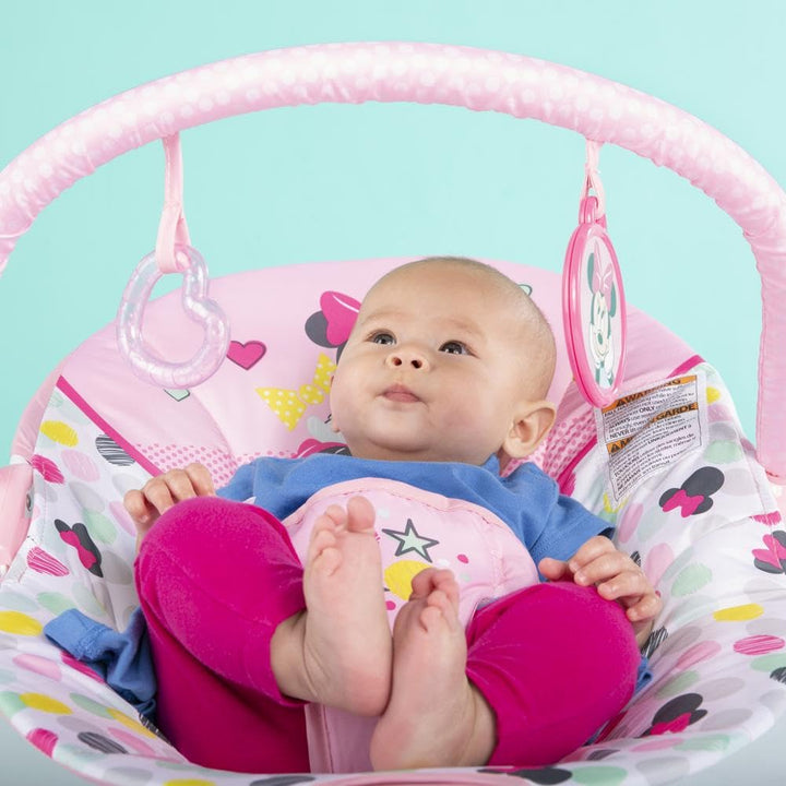 Bright Starts - Disney Baby, Minnie Mouse Spotty Dotty, Babywippe mit Vibrationen, maschinenwaschbar