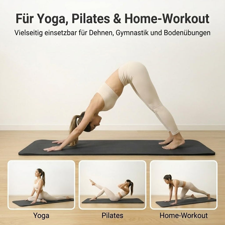 diMio Komfort-Gymnastikmatte Yogamatte in 185x60x1cm, 185x60x1.5cm, 185x90x1.5cm, 200x100x2 mit Trag