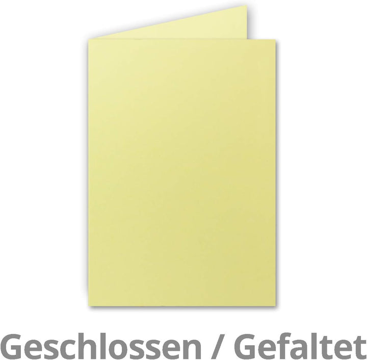 400x Faltkarten SET DIN A6/C6 mit Brief-Umschlägen in Zitronengelb - inklusive Einleger - 14,8 x 10,