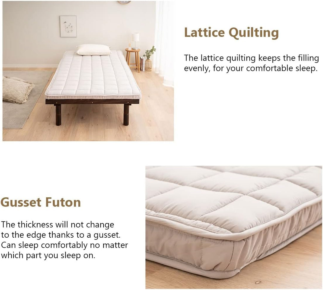 EMOOR Japanische Gepolsterte Futon-Matratze Machi 100 x 202 cm Grau, Zwickel Faltbar Verstaubar Elas