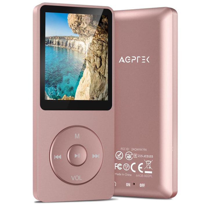 AGPTEK 64GB Klassischer MP3 Player, Laufzeit bis zu 70 Stunden, HiFi, Kleiner MP3-Player für Kinder/