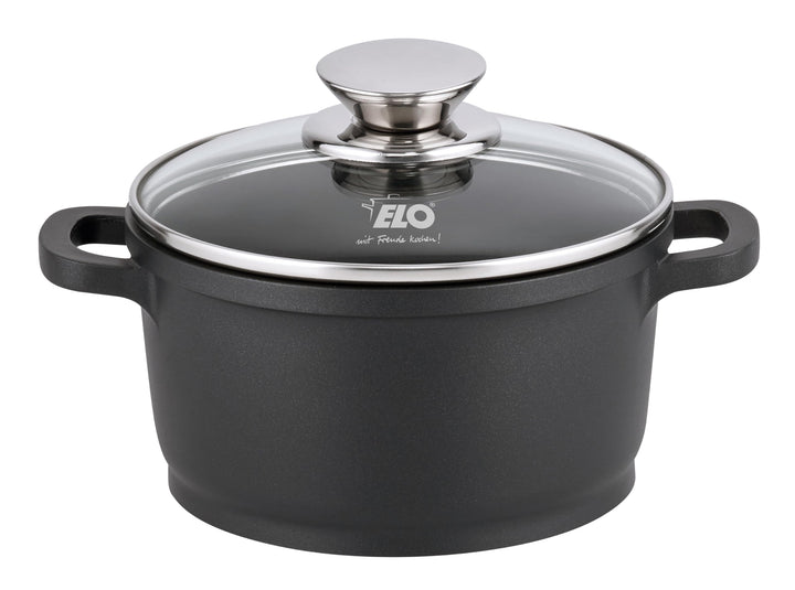 ELO Alucast Kochtopf 16 cm mit Glasdeckel, aus hochwertigem Aluminiumguss - hochwertig, antihaftbesc