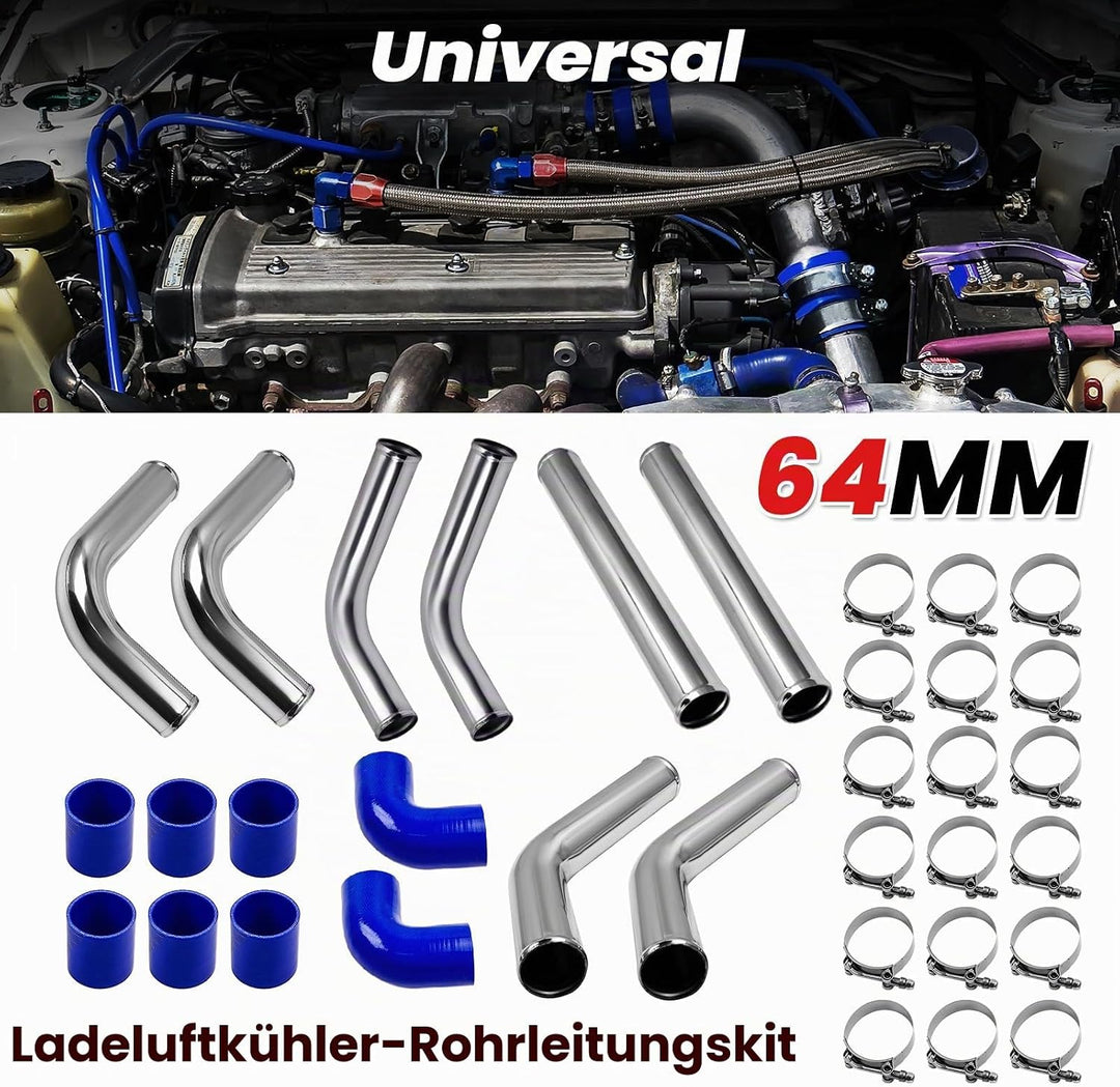maXpeedingrods Universal 2.5 Inch Aluminum Ladeluftkühler Turbo-Rohrleitungs-Kits Rohr Intercooler P