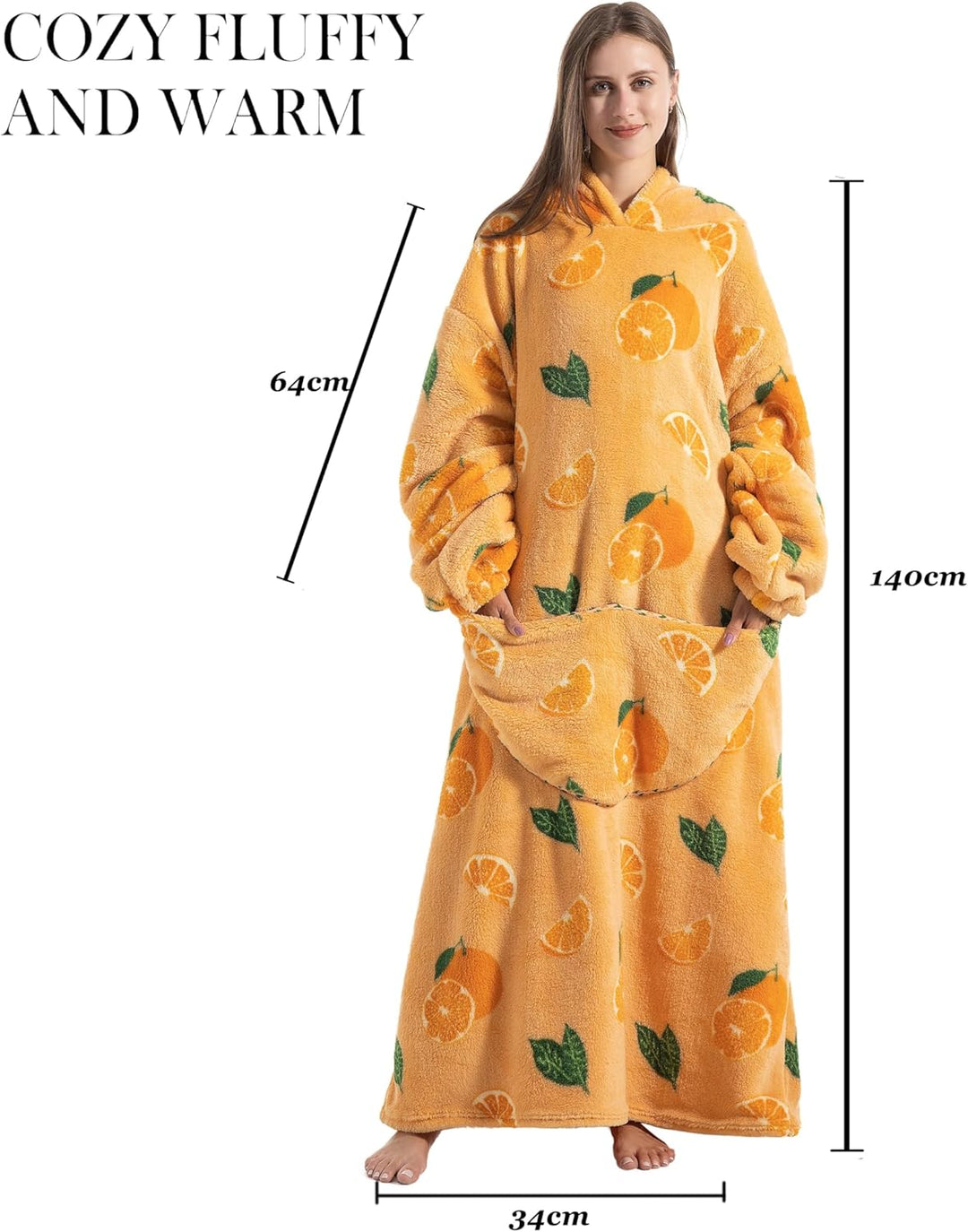 Lange Hoodie Decke mit Ärmeln für Damen & Erwachsene - Kuscheldecke mit Ärmeln - Weiche & Warme Deck