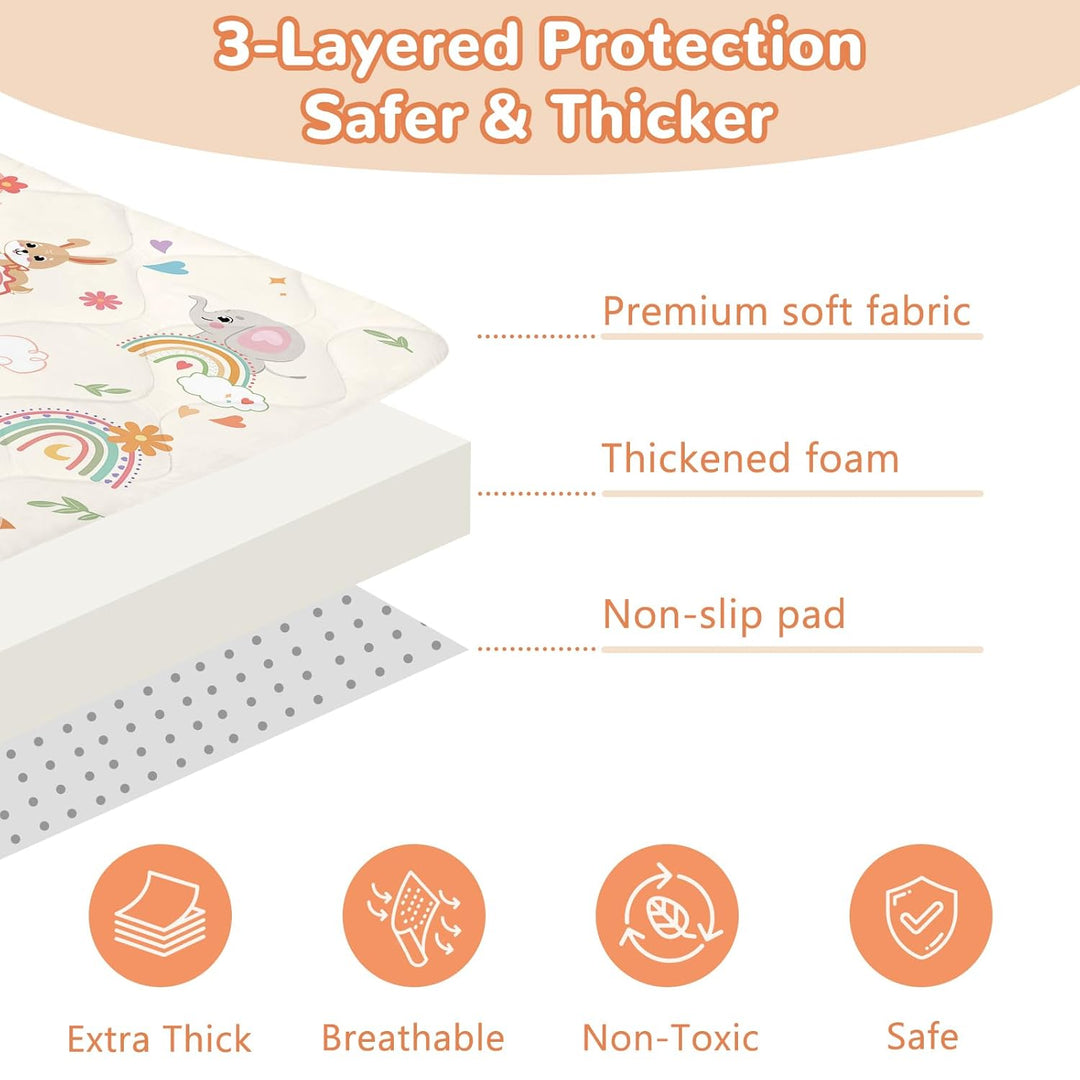 Spielmatte Baby 127×127cm mit Rutschfest, Extra Dicke 2cm Weiche Krabbelmatte Baby, Faltbar Krabbeld