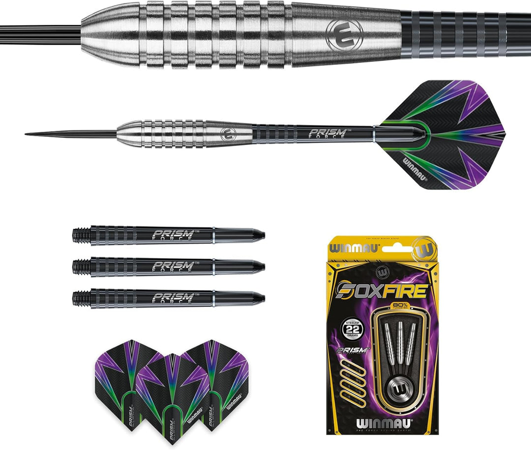 Winmau Foxfire Profi Wolfram Steeltip Dartpfeile Set mit Flights und Schäfte 22 g, 22 g