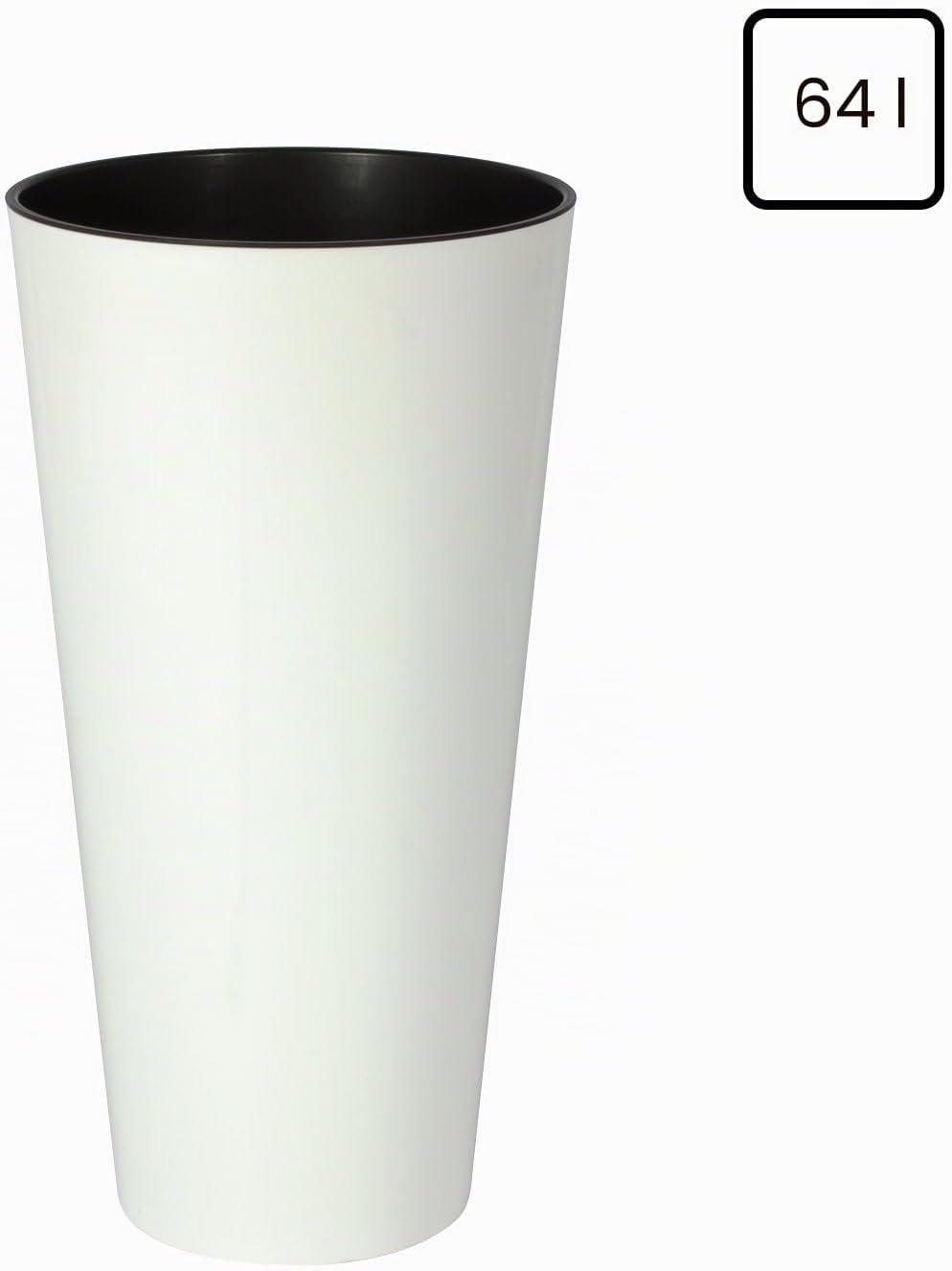 Maceta brillo TUBUS SLIM 64L., dimensiones (mm) 400x400x762, color Blanco Weiss 40x76,2 Single, Weis