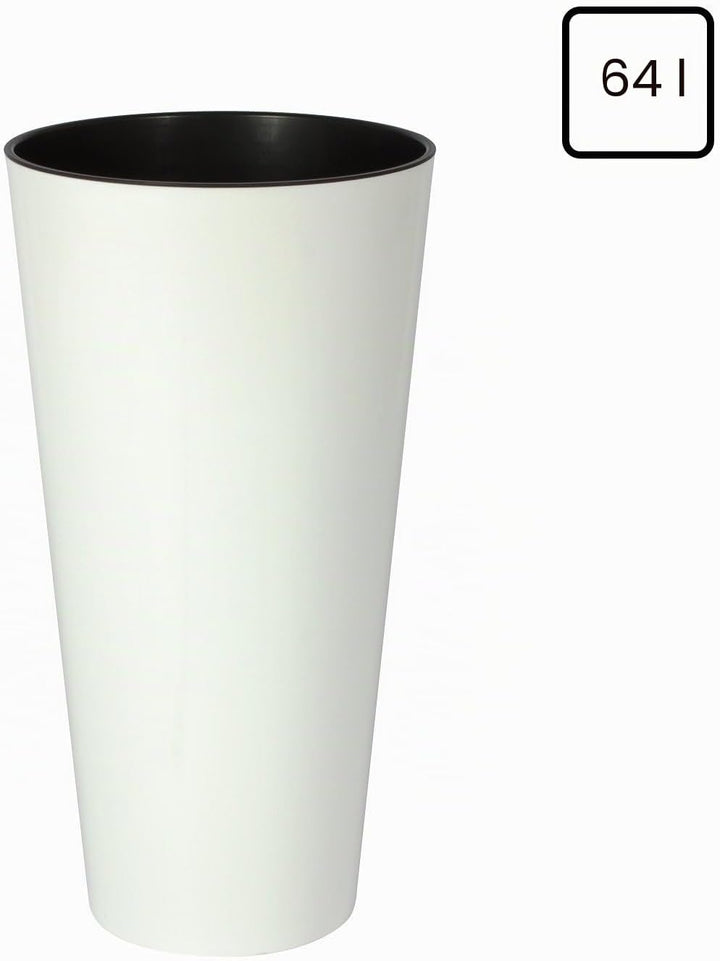 Maceta brillo TUBUS SLIM 64L., dimensiones (mm) 400x400x762, color Blanco Weiss 40x76,2 Single, Weis