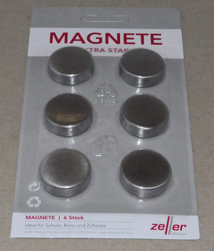 Zeller Memoboard, Edelstahl, Silber, 50 x 35 x 1.5 cm & 11203 Magnet-Set 6-teilig, Ø 2.7 cm, Edelsta