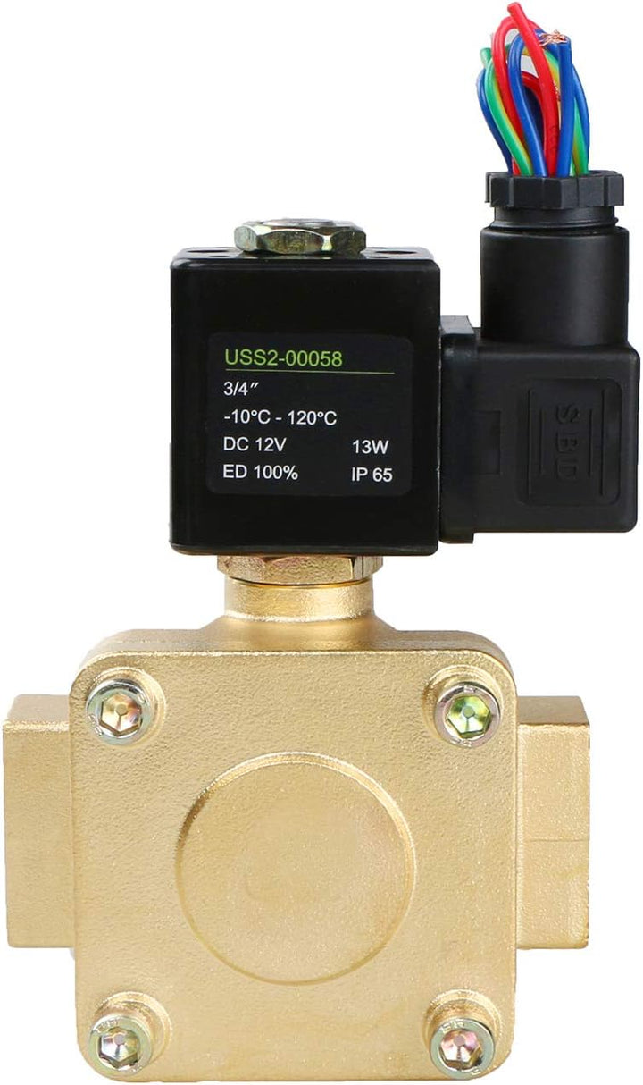 U.S. Solid 3/4" G 12 V DC Messing Magnetventil für Wasser Luft Gas Öl, NC, VITON, 0,1-16 Bar, Vertik