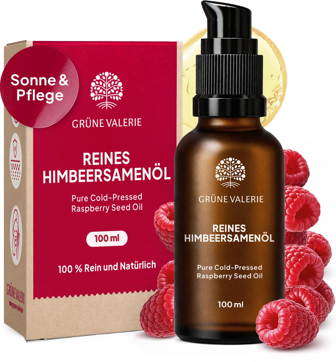 Grüne Valerie 100% Reines Himbeersamenöl 100 ml – Kaltgepresstes Himbeerkernöl für natürliche Hautpf