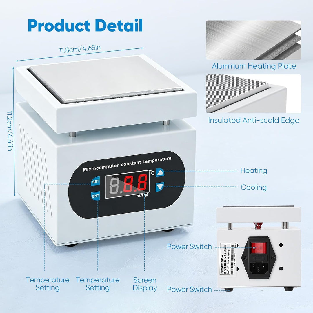 PCB Heizstation, 0-400°C Einstellbare Lötstation Heizplatte mit Digitalanzeige und Anti-Verbrühungsd