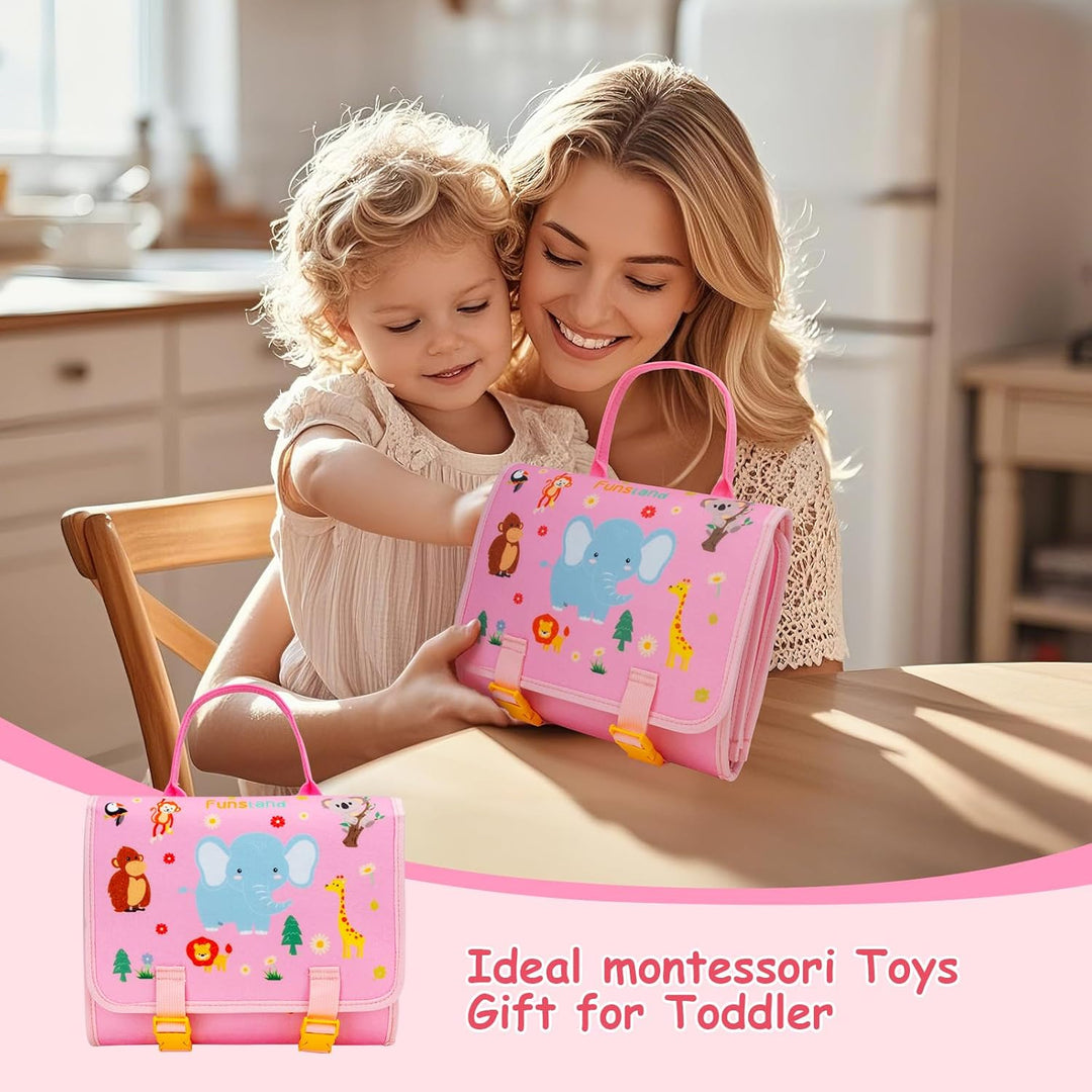 Funsland Busy Board Montessori Spielzeug, Kleinkind Quiet Book Activity Board Auto Flugzeug Reisespi