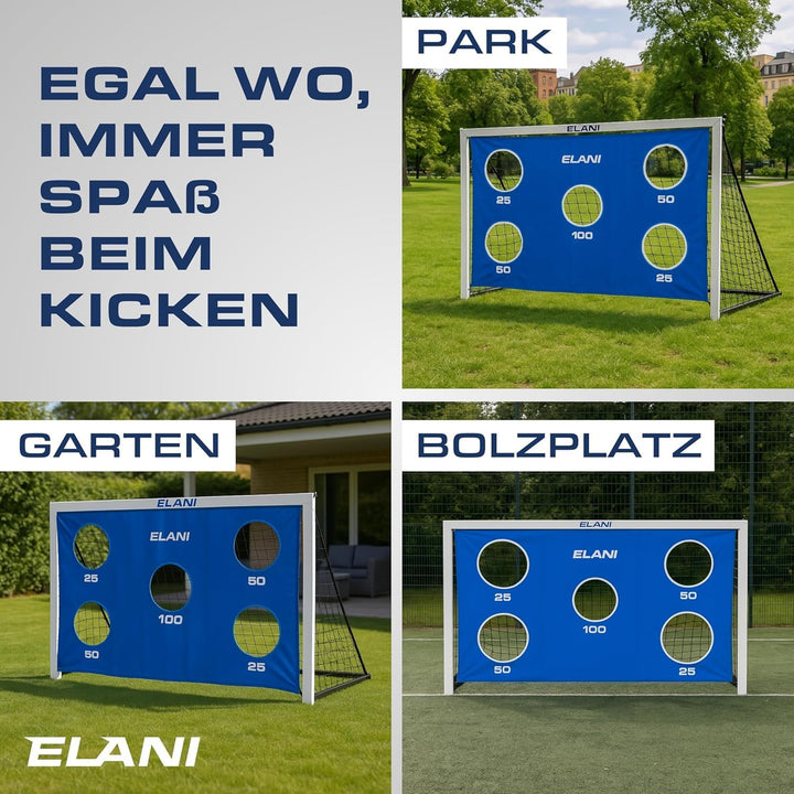 ELANI Fussballtor - wetterfest, sicher & rostfrei - 240x150cm - überall mitnehmbar & einfach aufzuba