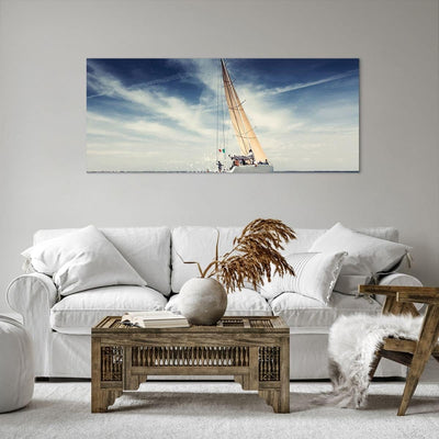 Wandbilder Dekoration Wohnzimmer Segeln Yacht Reise Panorama Bilder auf Leinwand 120x50cm Leinwandbi