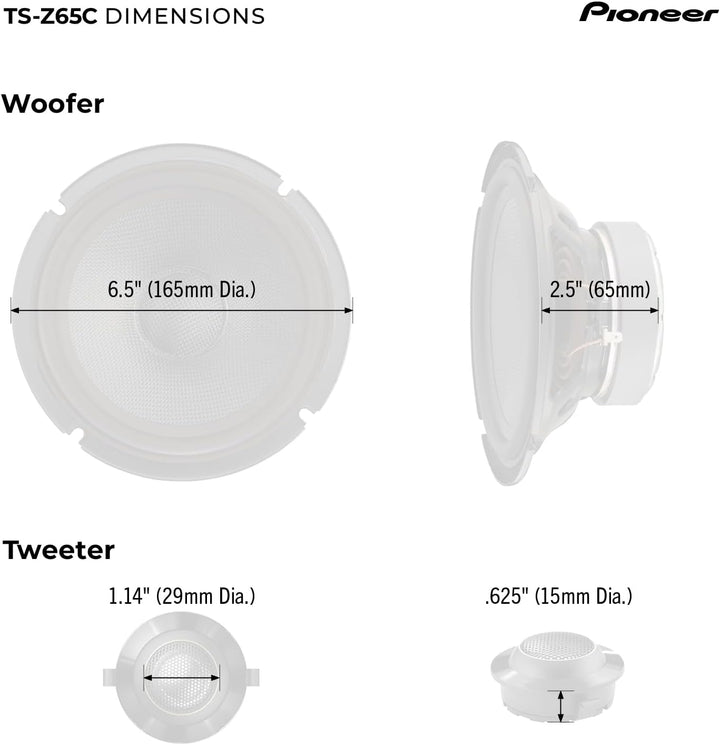 Pioneer TS-Z65C 2-Wege Komponenten Lautsprechersystem 17 cm 6.7", 6.7"