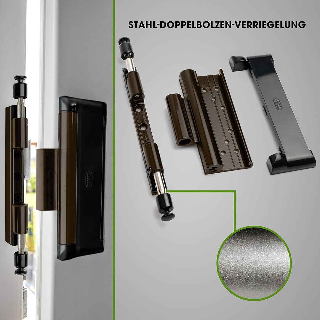 Cal Doublex XL - Fenstersicherung gegen Einbruch, auch für Balkontür, Terassentür Einbruchschutz, br