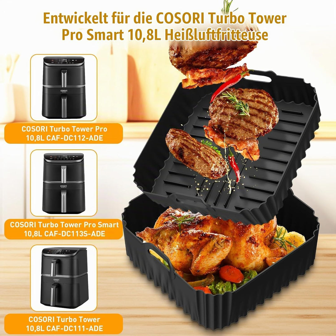 Heissluftfritteuse Zubehör für COSORI Turbo Tower Pro Smart 2 kammern 10,8L(6,5L/4,3L) Double Stack,