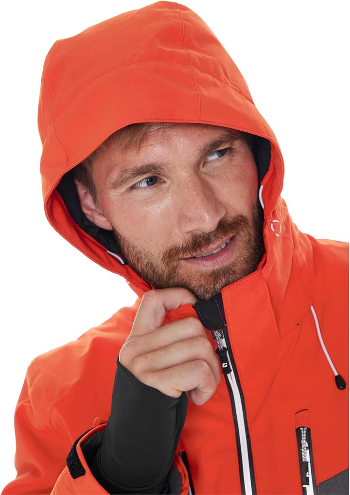 killtec Men's Ski Functional Jacket with Zip-Off Hood and Snow Guard XL dunkelorange, XL dunkelorang