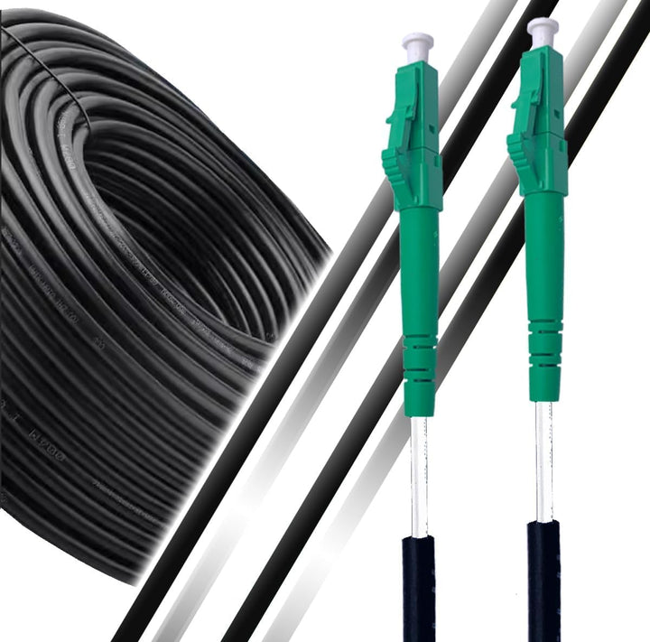 Elfcam - 35m Glasfaserkabel LC/APC auf LC/APC OS2 Simplex 9/125μm, FTTH LWL Kabel für Innen- und Aus