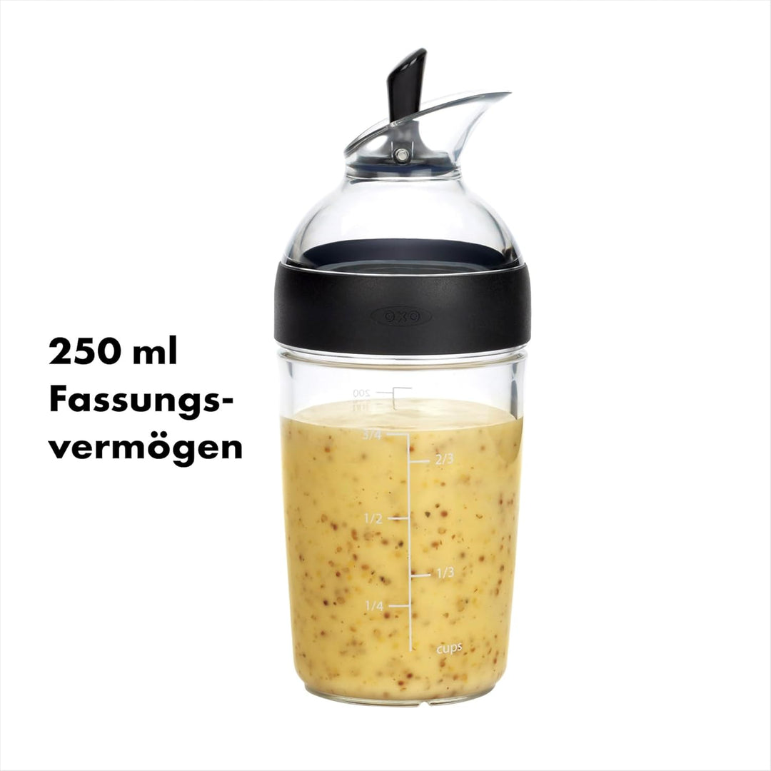 OXO Good Grips Salatdressing-Shaker klein, 250 ml – schwarz Schwarzer Shaker 200 ml, Schwarzer Shake