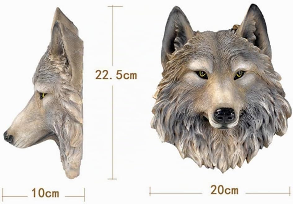 Wolfskopf Tierkopf Wanddeko Harz Dekorationen Skulptur Kopfwand Wandskulptur Kopf Wand Deko, Wolf, W