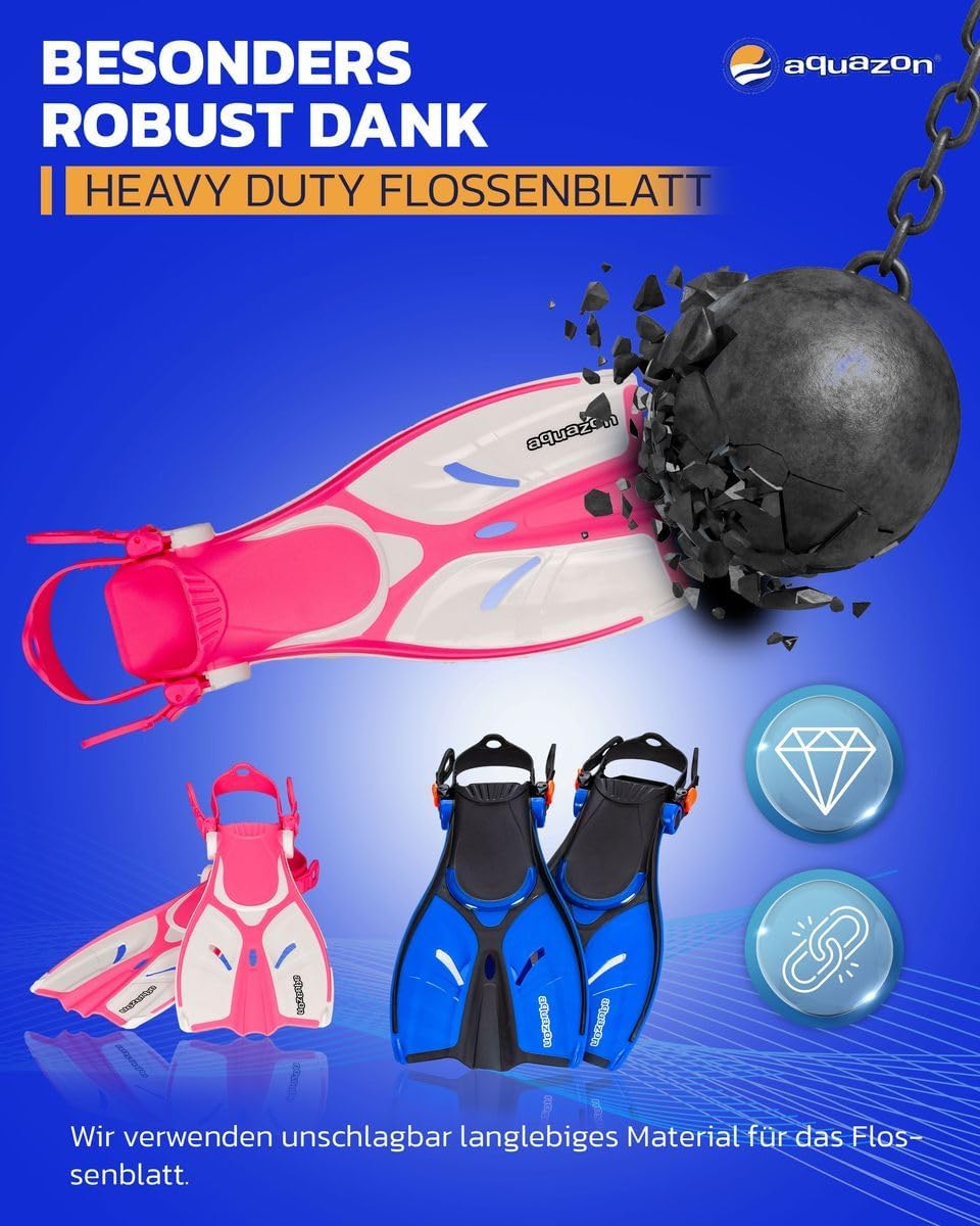 AQUAZON Style Verstellbare Flossen, Schnorchelflossen, Taucherflossen, Schwimmflossen für Kinder und