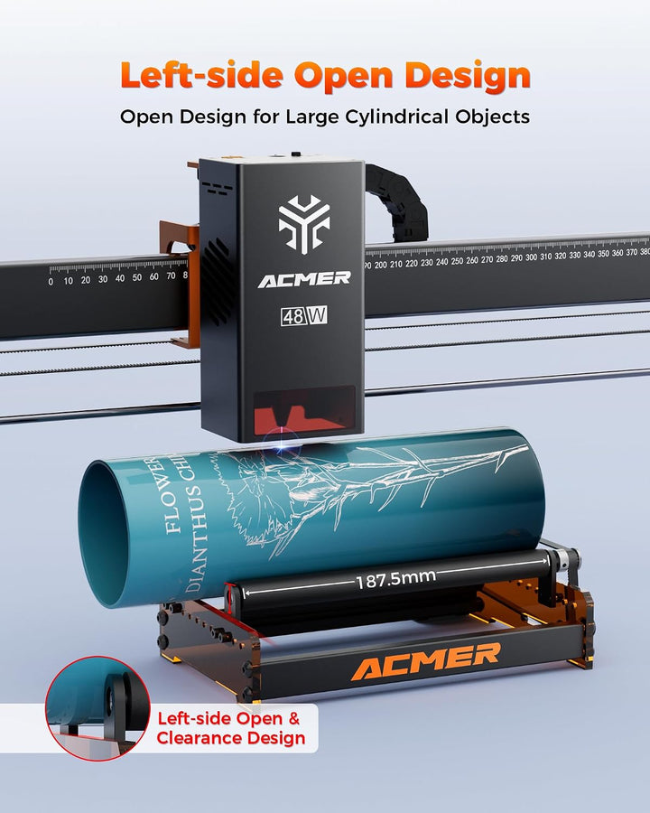 ACMER M3 Laser-Drehwalze, 360° Laser Rotary Roller für die Y-Achse zur Gravur zylindrischer Objekte,