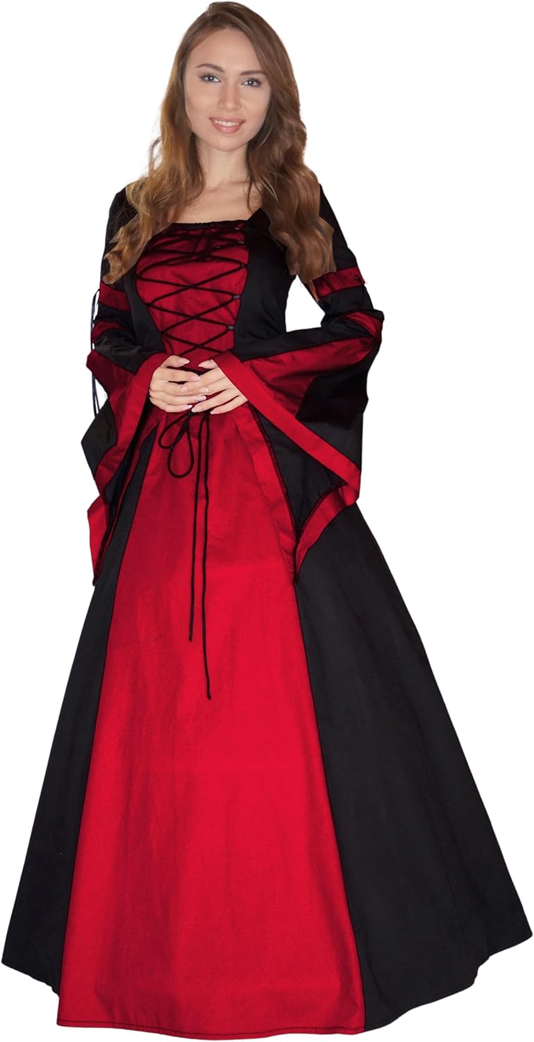 MAYLYNN Mittelalter Kleid Gewand Keyla rot - LARP, Grösse:M M Rot, M Rot