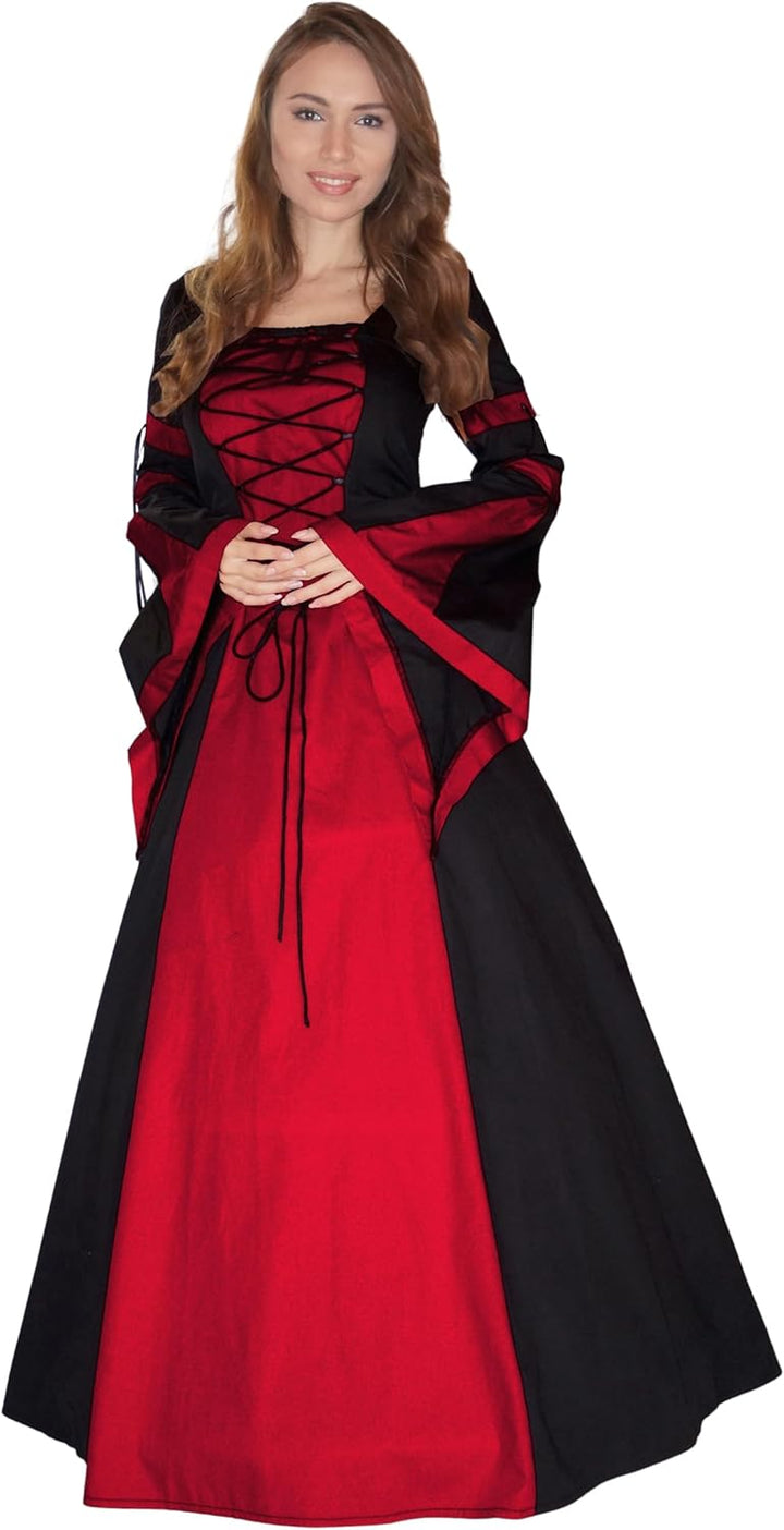 MAYLYNN Mittelalter Kleid Gewand Keyla rot - LARP, Grösse:M M Rot, M Rot