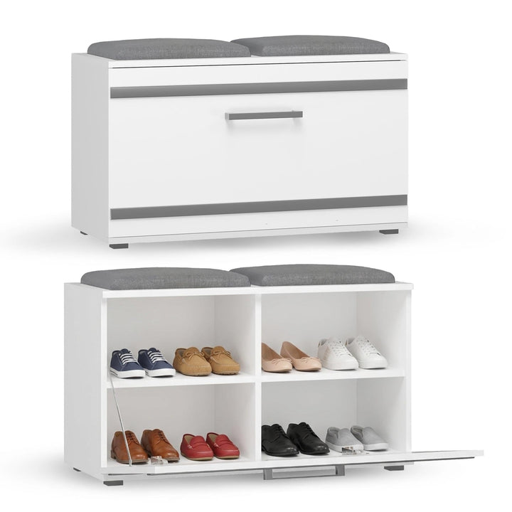 CDF Schuhschrank Opal | Farbe: weiss | Ideal für Diele, Flur, Büro | Schuhaufbewahrung | bequemer Si