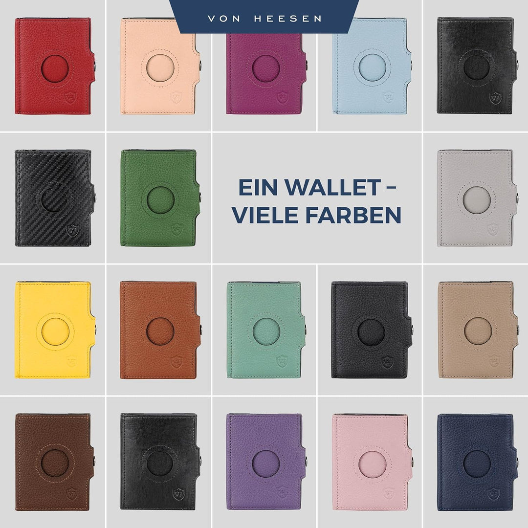 VON HEESEN Slim Wallet mit Airtag-Fach Braun Dunkelbraun OHNE MÜNZFACH & AIRTAG FACH, Dunkelbraun OH