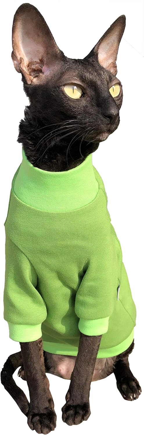 Kotomoda Katzen Kleidung Baumwollpullover Lime. (L), L