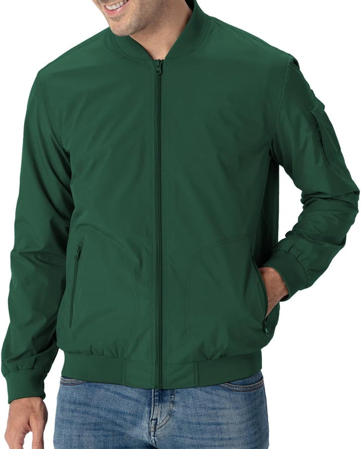 YSENTO Herren Bomberjacke Leichte Übergangsjacke Blouson Windbreaker Stehkragen Baseball Fliegerjack