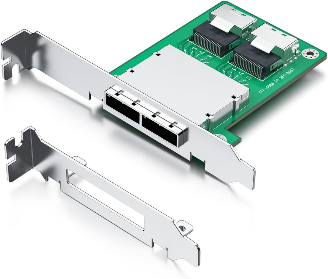 10Gtek SAS Adapter 2X Internal SFF-8087 to 2X External SFF-8088 Slot 8087 Slot to 8088 Slot, 8087 Sl