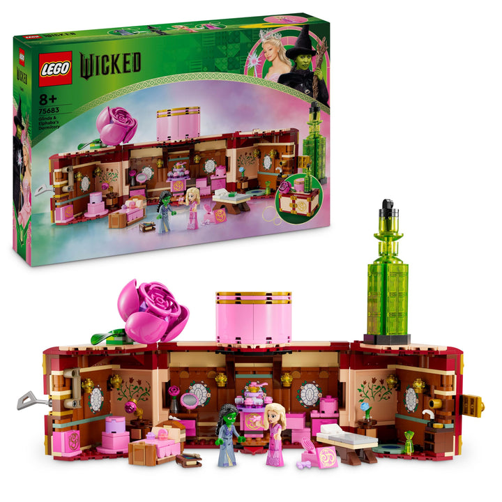 LEGO Wicked - Glindas & Elphabas Schlafsaal - Spielzeug mit 2 Minifiguren und Zubehör, darunter Zaub
